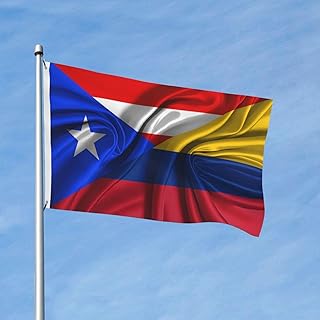 Colombia And Puerto Rico Silk Style Flag 3x5ft Garden Flag Outdoor Flags for Outside with Vibrant Double Sided Printing Lightweight Polyester Yard Banner House Decorative Funny Peace Sign