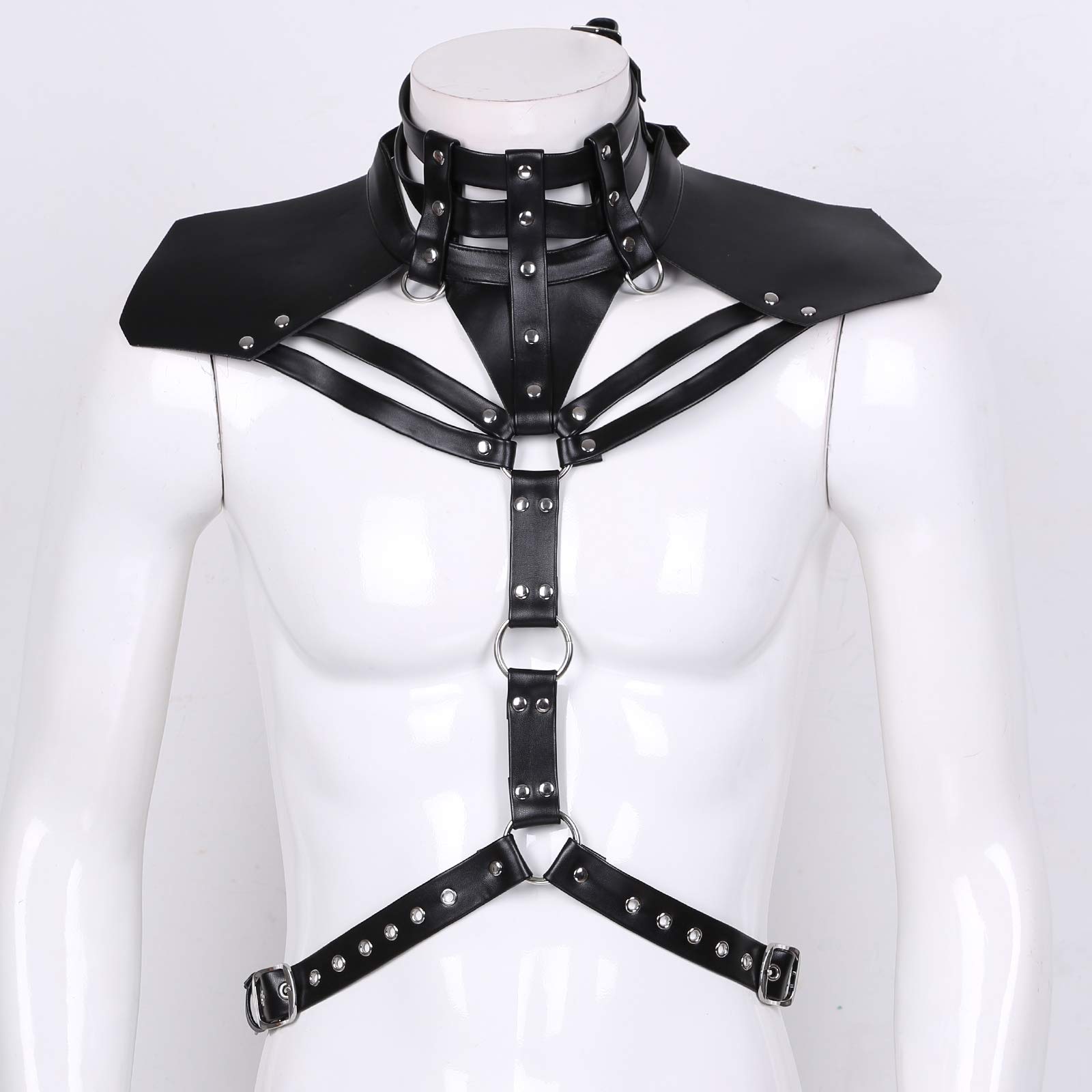 IEFIEL Homme Gothique Ceinture De Harnais Body Poitrine Cuir PU Ajustée Jarretière Punk Bandage Boucle Réglable Buste Harnais Kit Punk Body Cage Harness Costume Clubwear