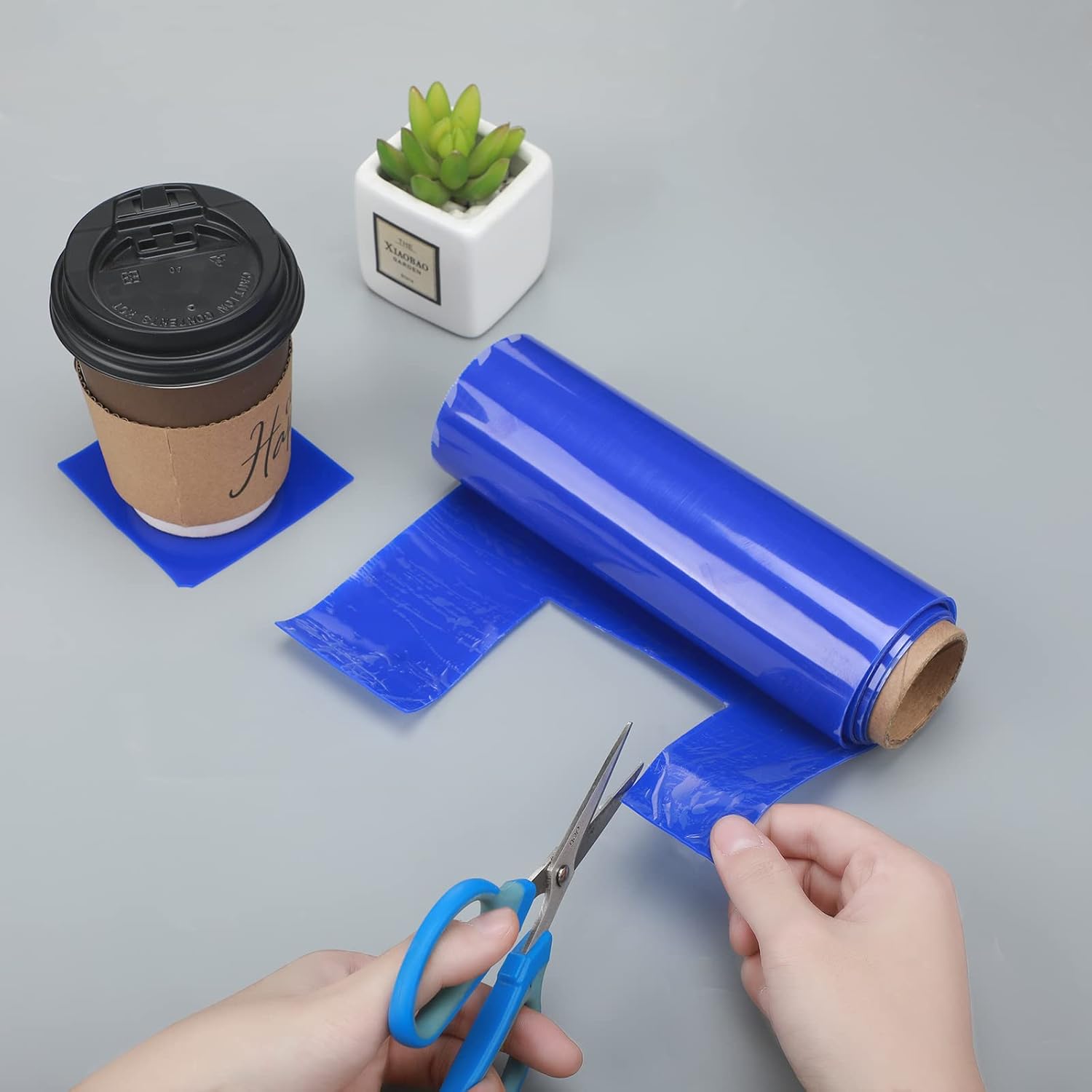 Nosiny 2 Pcs Non Slip Silicone Grip Material Roll Anti Slip Large Roll 7.87'' x 3 ft Cut to Size Mat Large Table Pads for Eating Aids Baking Crafts Counter Drawer or Any Surface, Blue