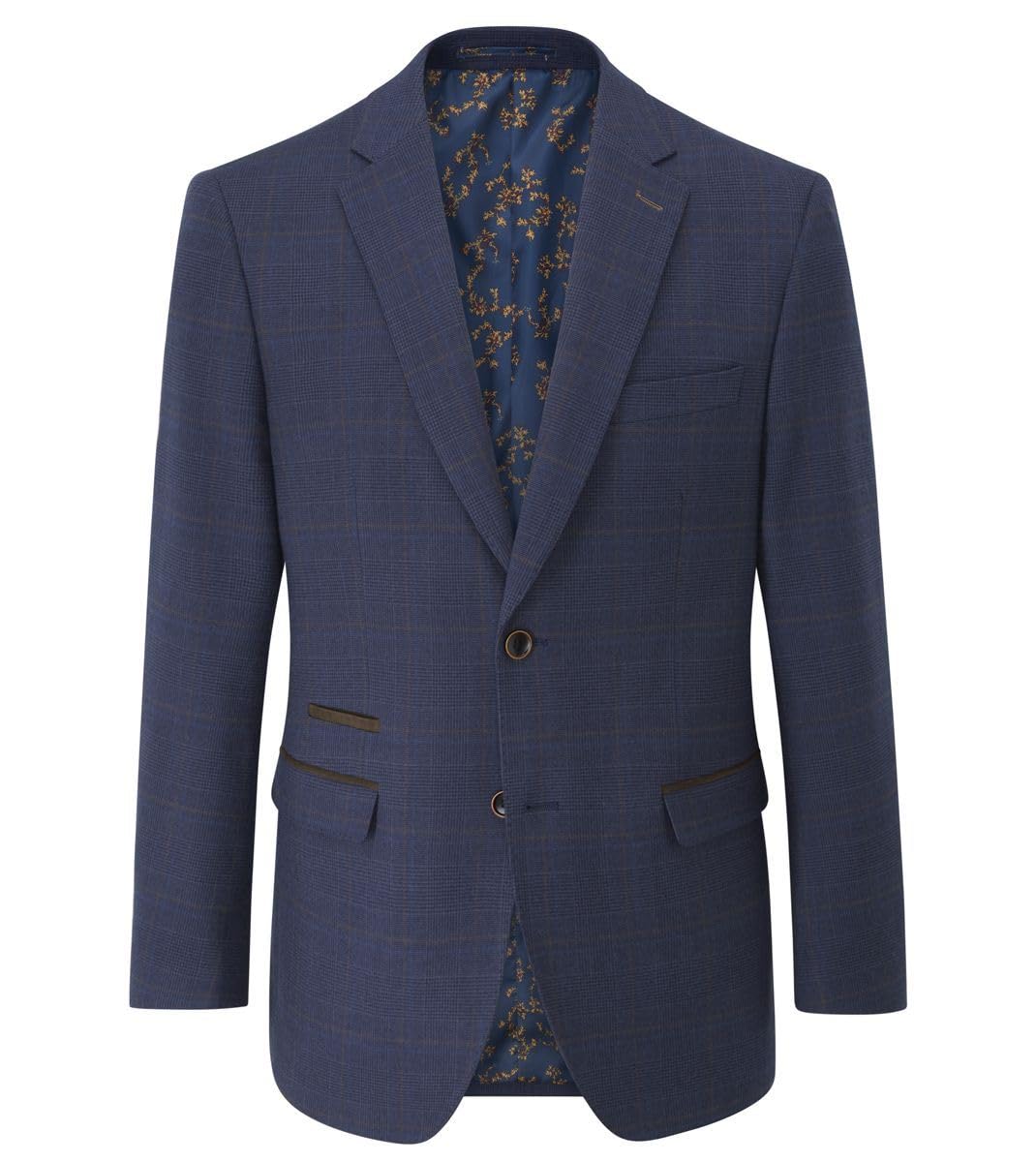 Skopes Men's Navy Guildford Suit Tailored Fit Jacket For In Blue Check, 56R