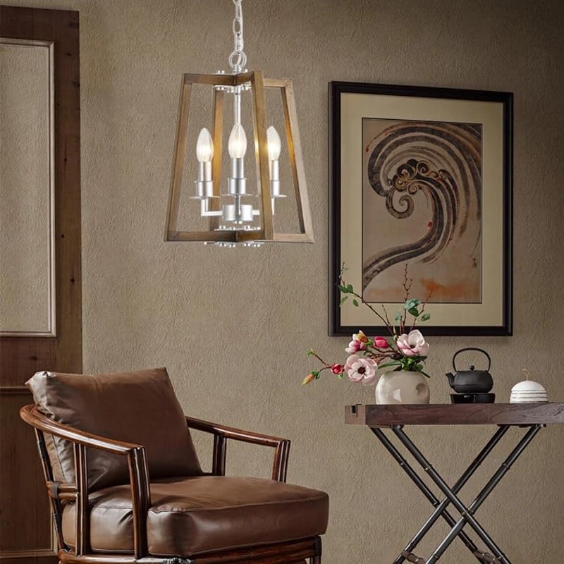 Suspension bois rétro chic en forme de trapèze luminaire artisanal salon