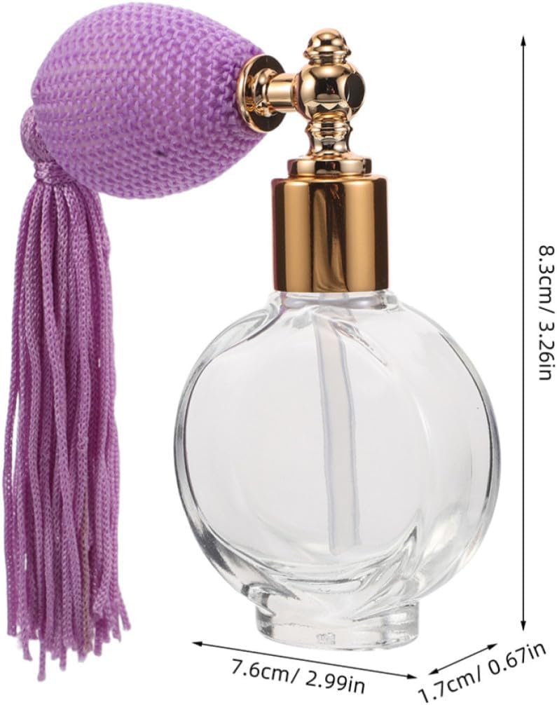 Refillable with Unique Tassel Design 2pcs Glass Makeup Atomizer Tool Spray Bottles for Even Distribution of Body Powder and Perfume and Travel and Daily Use for Travel Daily Use