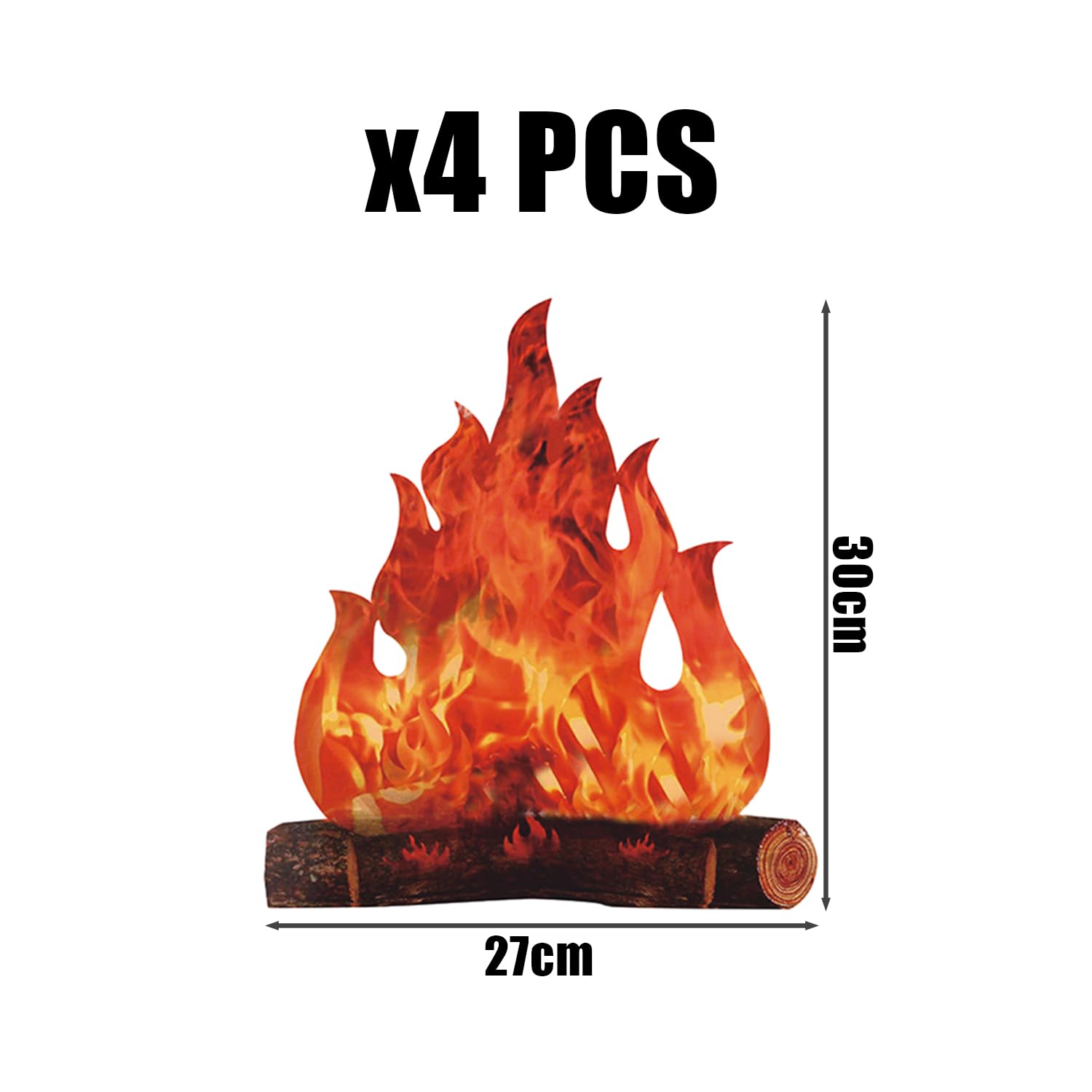 4 Pieces of Flame Party Decorations, Fireplace Bonfire, Flame Cardboard, Fire Kid, Western Decoration - Image 2