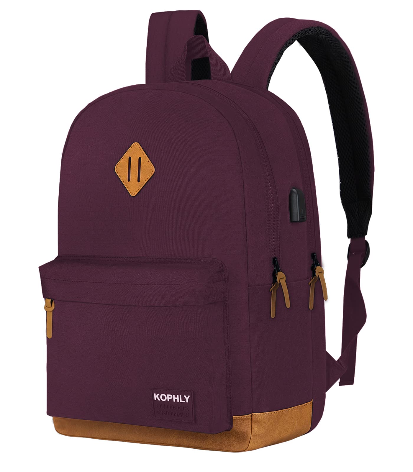 SUPACOOL Lightweight Laptop Backpack with USB Charging Port for Men and Women, Double Layers Backpack for College, Work, Travel, Casual(Purple)