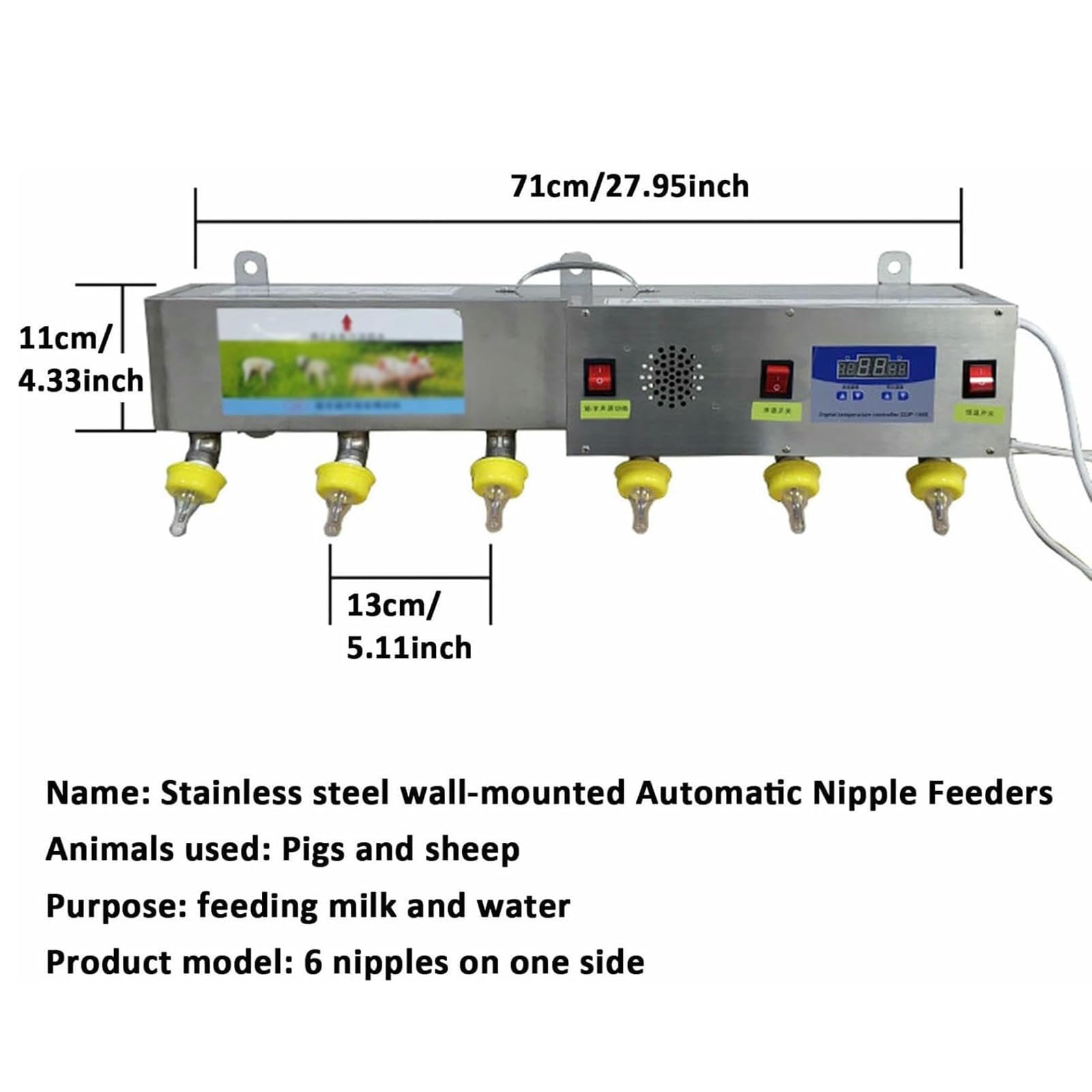 Comederos automáticos de pezones para lechones y corderos, alimentador de leche con sonido simulado, ideal para la cría de granja y gestión de la lactancia del ganado, paquete de 6