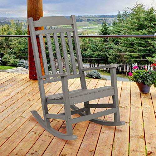 Image of Flash Furniture Winston All-Weather Poly Resin Rocking Chair in Gray