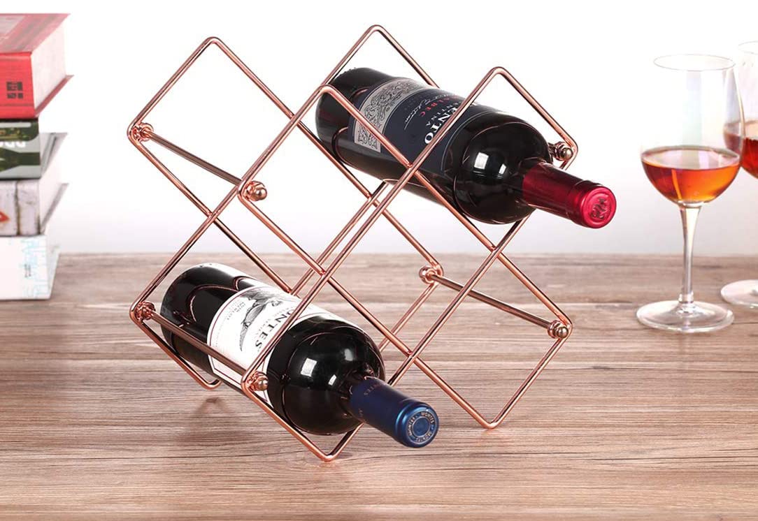 Portabottiglie Portabottiglie Portabottiglie per vino Portabottiglie in metallo per 6 bottiglie Portabottiglie autoportante Accessorio moderno per la conservazione del vino per ogni cucina Portabottig