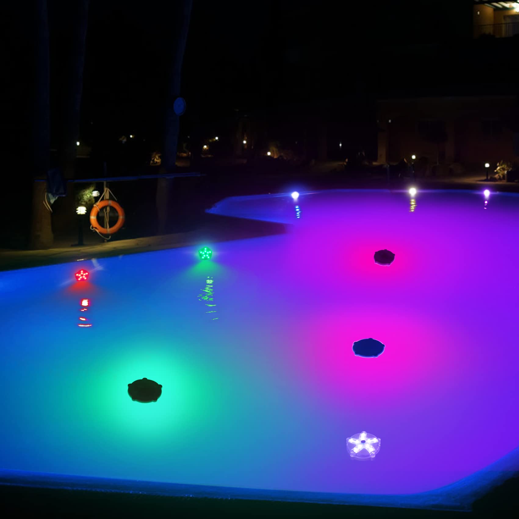Luci Galleggianti LED Per Piscina - Ricaricabili USB, 8 Modalità, Impermeabili IP68, Forma Diamante - Foto 8