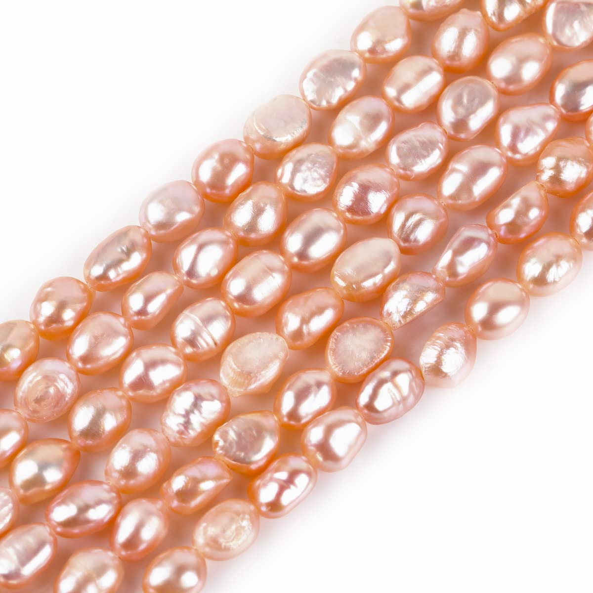Sweet & Happy Girl's Store 5.5x7mm Freeform Orange Freshwater Cultured Pearl Beads Strand 15 Inch Jewellery Making Beads