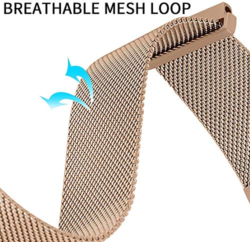 Johipi Compatible With Samsung Galaxy Watch 4 40Mm 44Mm/Watch 4 Classic 46Mm 42Mm/Watch 5 40Mm 44Mm Pro 45Mm/Active 2/Watch 42Mm/Watch 3 41Mm/Active 40Mm Bands, 20Mm Stainless Steel Mesh Loop Strap (Rose Gold) #TOP2