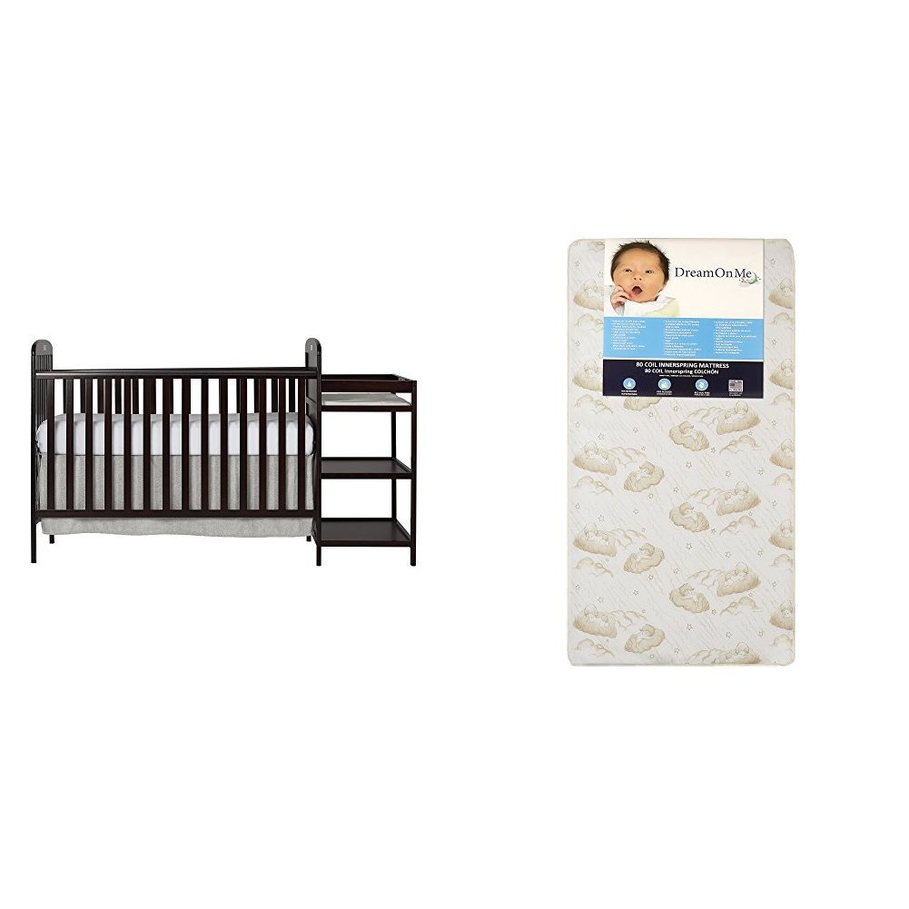 Dream On Me 4 in 1 Full Size Crib and Changing Table Combo with Dream On Me Spring Crib and Toddler Bed Mattress, Twilight : Baby