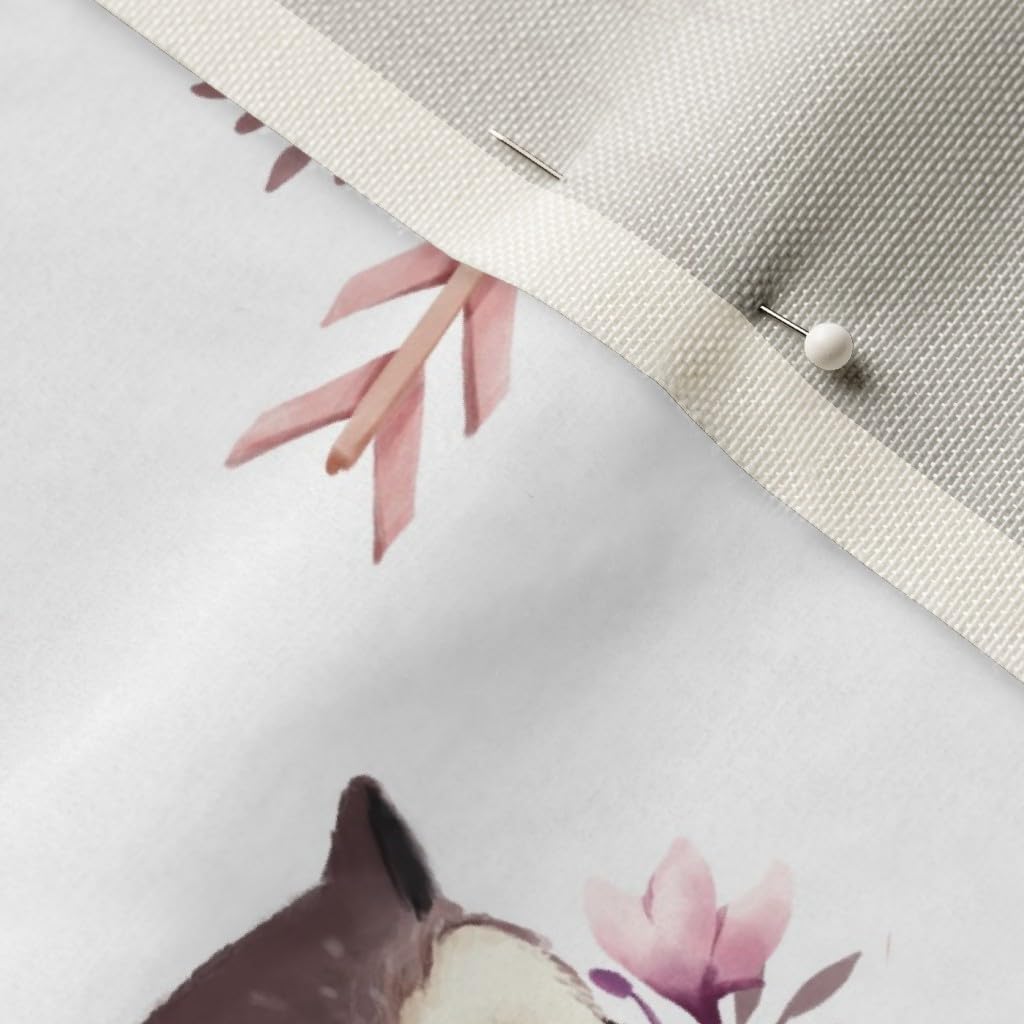 Spoonflower Fabric - Owl Boho Floral White Watercolor Girl Nursery Arrow Printed on Upholstery Velvet Fabric Fat Quarter - Upholstery Home Decor Bottomweight Apparel