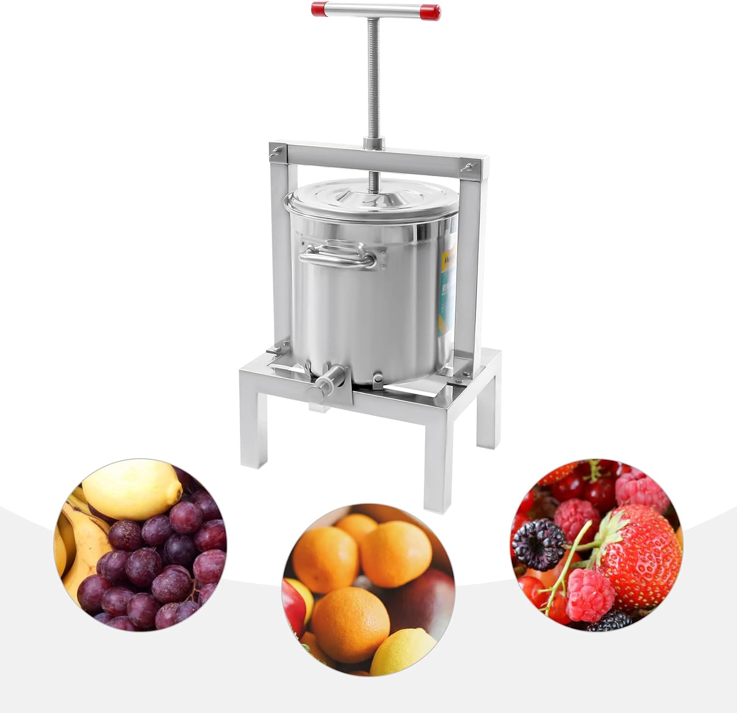 DIY Large Fruit Honey Presser, Manual Beeswax Extractor, Cider, Wine, Grape, Apple Press Extractor for Wine and Juice Making with Keg Stainless Steel Strainer