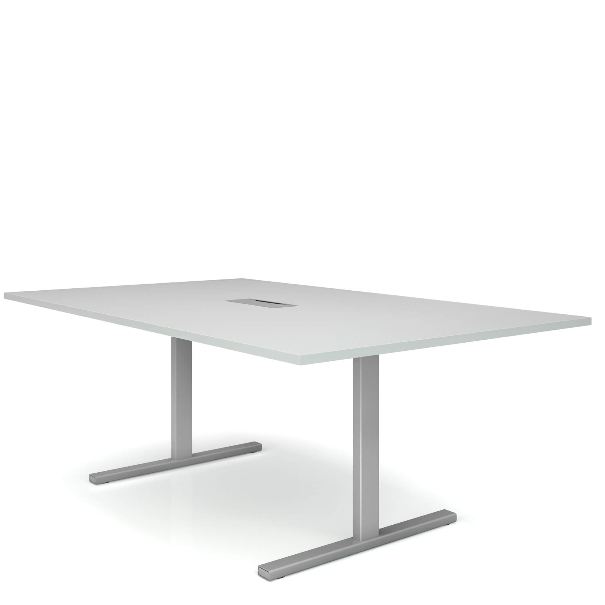 Weber Büro Easy - Tavolo da conferenza, 200 x 120 cm, colore: grigio perlato con impianto elettrico, tavolo per riunioni, colore struttura: argento