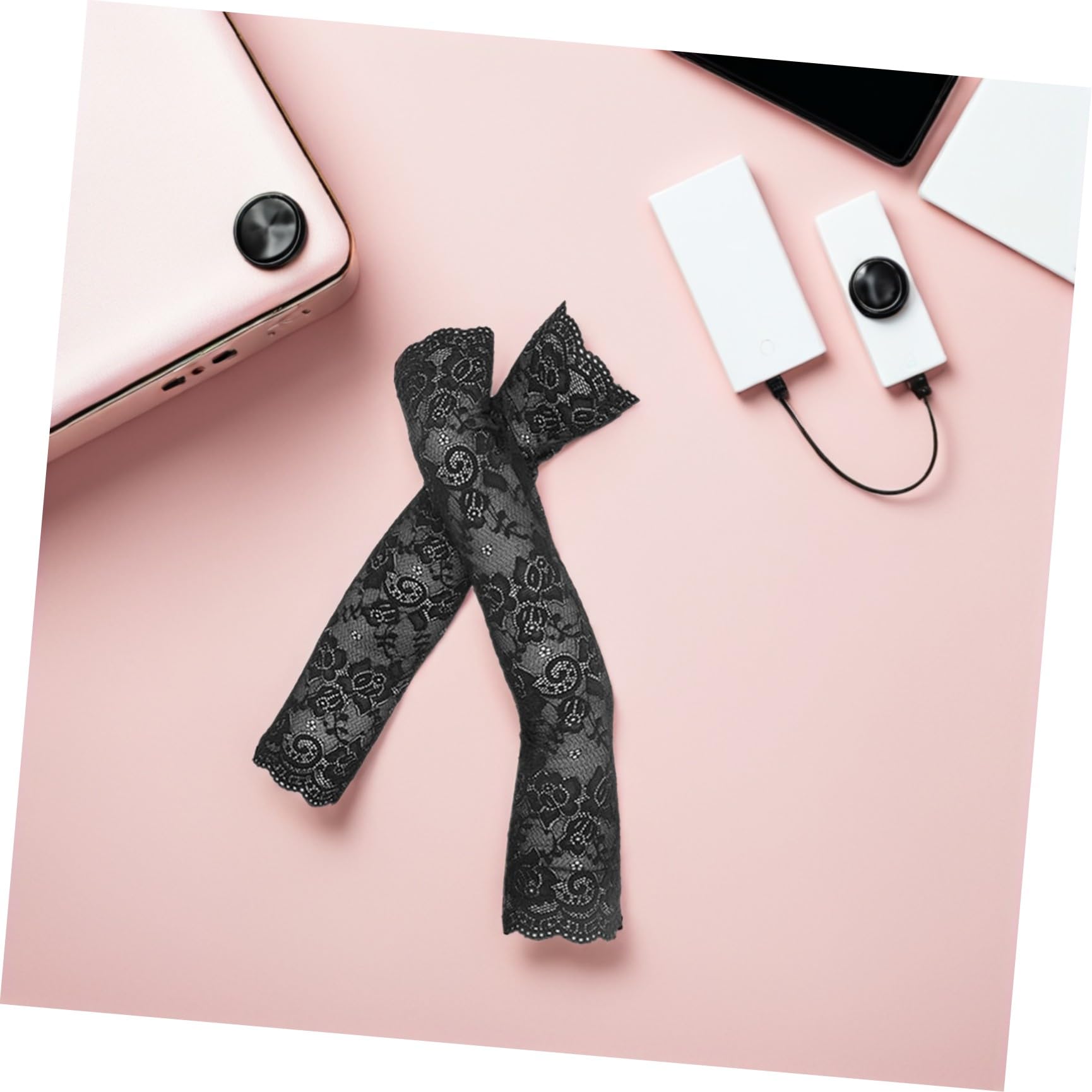 ABOOFAN 3 Paires de Manches de Bras en Dentelle D'été Longs sans Doigts Protège-Coudes Couvre-Cicatrice pour Femmes Noir Blanc Peachpink