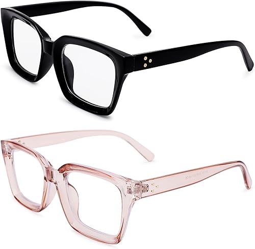 Miniatura 1 de COASION Lentes de bloqueo de luz azul, lentes clásicos gruesos con montura cuadrada para mujeres y hombres