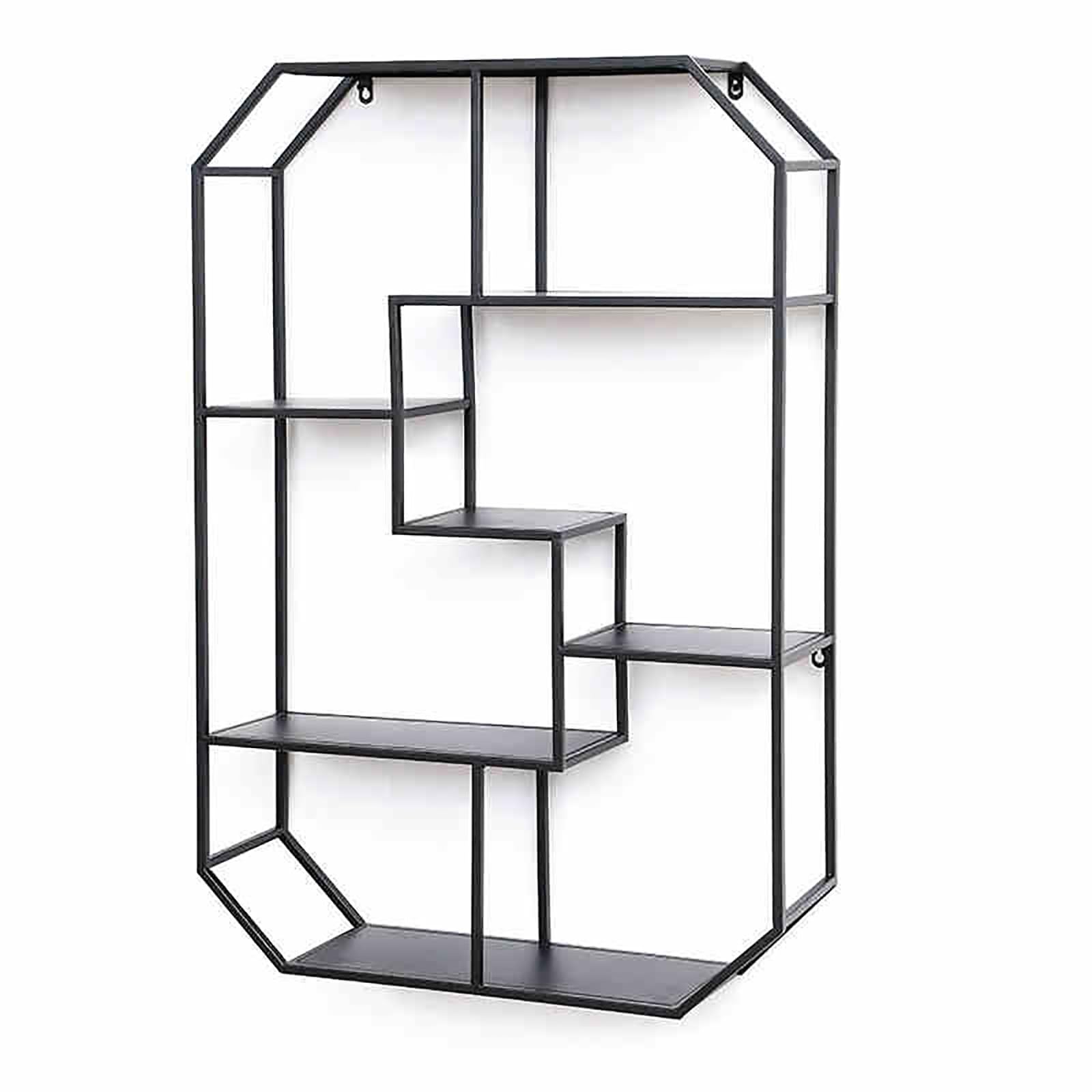 Étagère murale en grille métallique robuste pour rangement de salon et chambre