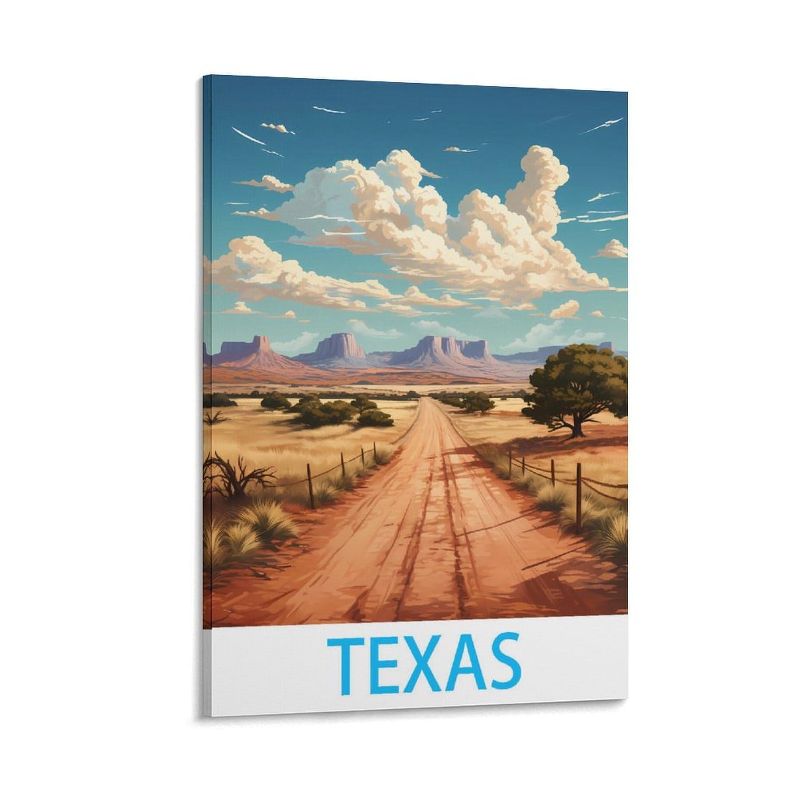 HSAYYIII Texas Vintage Travel Poster 08x12inch(20x30cm) Canvas Art Poster And Wall Art Picture Print Bedroom Decor