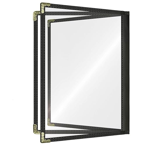 Miniatura 19 de Fundas para menú de restaurante de 8.5 x 11 pulgadas, 4 páginas 8 vistas, soportes de menú de plástico impermeable y transparente para bares, 2 Pack