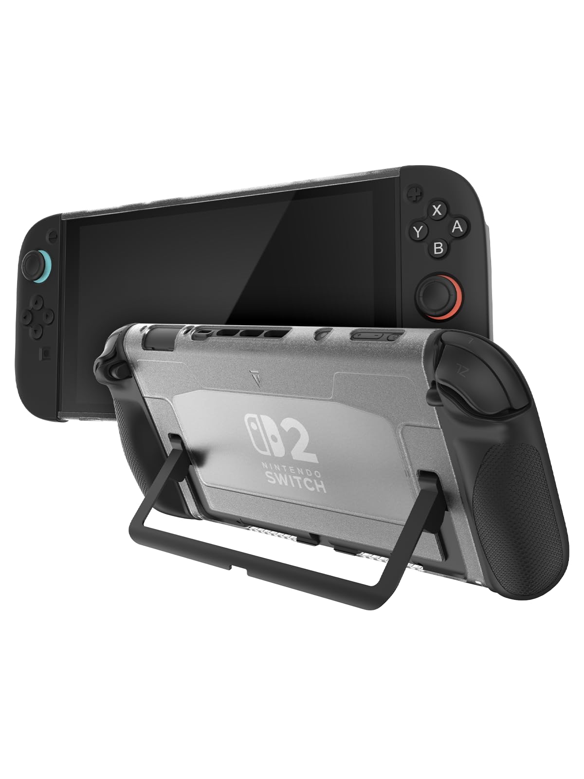 TUDIA Custodia a Scatto Compatibile con Nintendo Switch 2 (2025) [Accesso al Supporto] Cover Sottile e Antigraffio per Impugnatura Ergonomica in TPU Antiurto (Nero, Retro Trasparente)