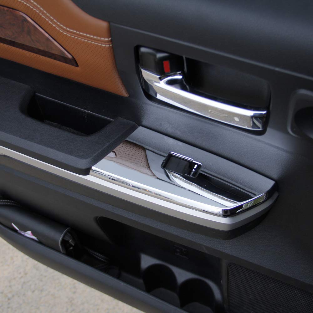 Justautotrim2PCS Chrome Interior Rear Door Window Switch Panel Cover Trim for Toyota Tundra Crew Cab 2014 2015 2016 2017 2018 2019 2020 2021
