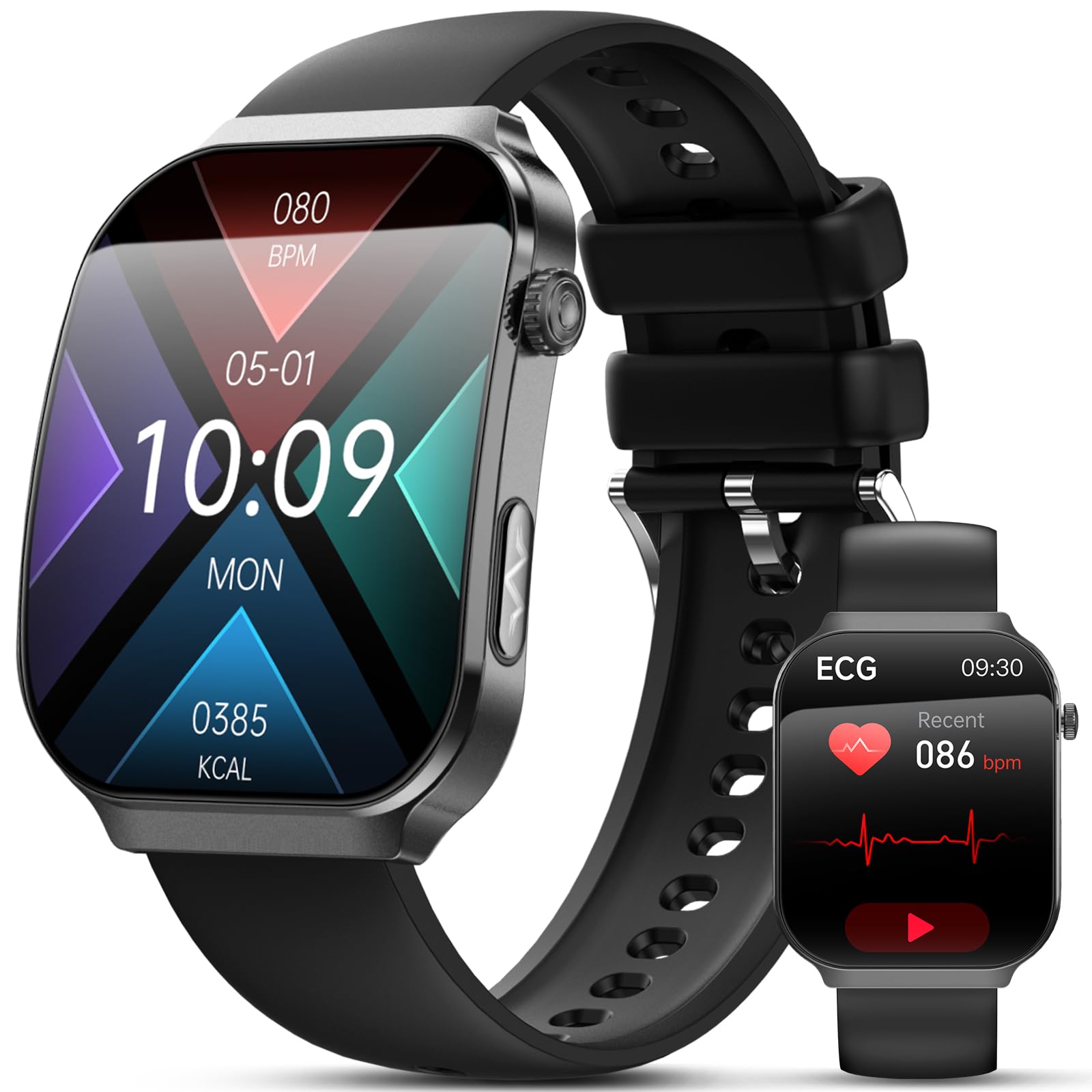 2026 Nuovo Smartwatch con ECG, 2.2” Curvo Orologio Con Pressione Sanguigna/HRV/ SpO2/Acido Urico/Emozioni/Fatica/Sonno/Cardiofrequenzimetro Per Uomo Fitness Tracker,IP68 iOS Android