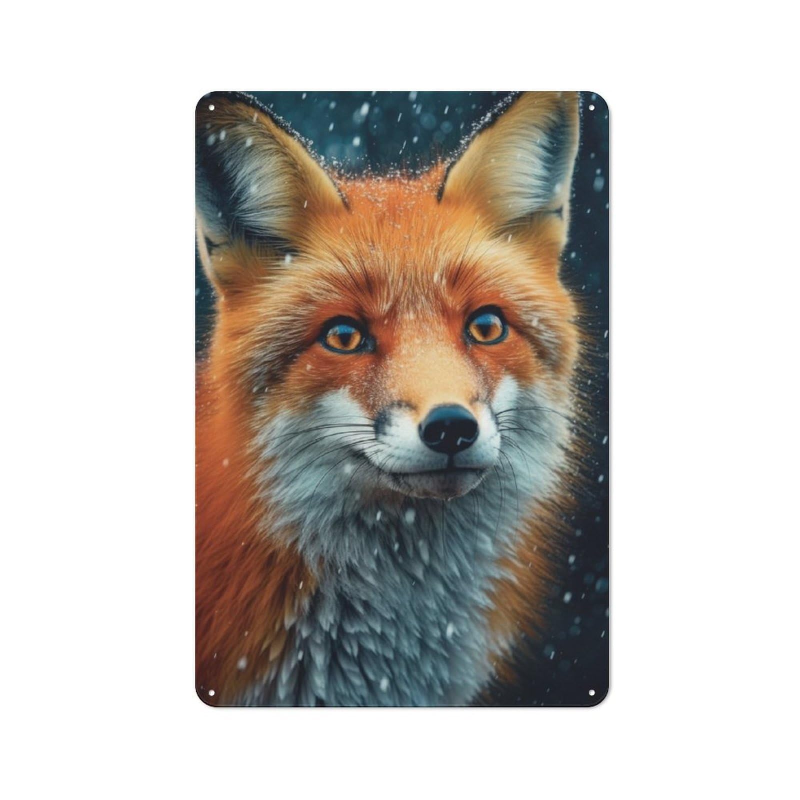 Junmoney Fox Face 30X20cm Retro Metal Sign With For Café Or Restaurant, For Collectors Decorating Cafés And Restaurants