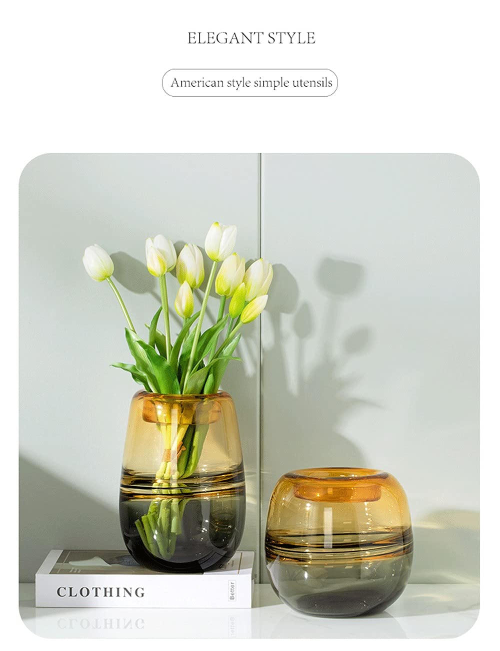 Amazon.co.jp: 植木鉢 黄褐色のグラデーション花瓶、二重ガラスの花瓶