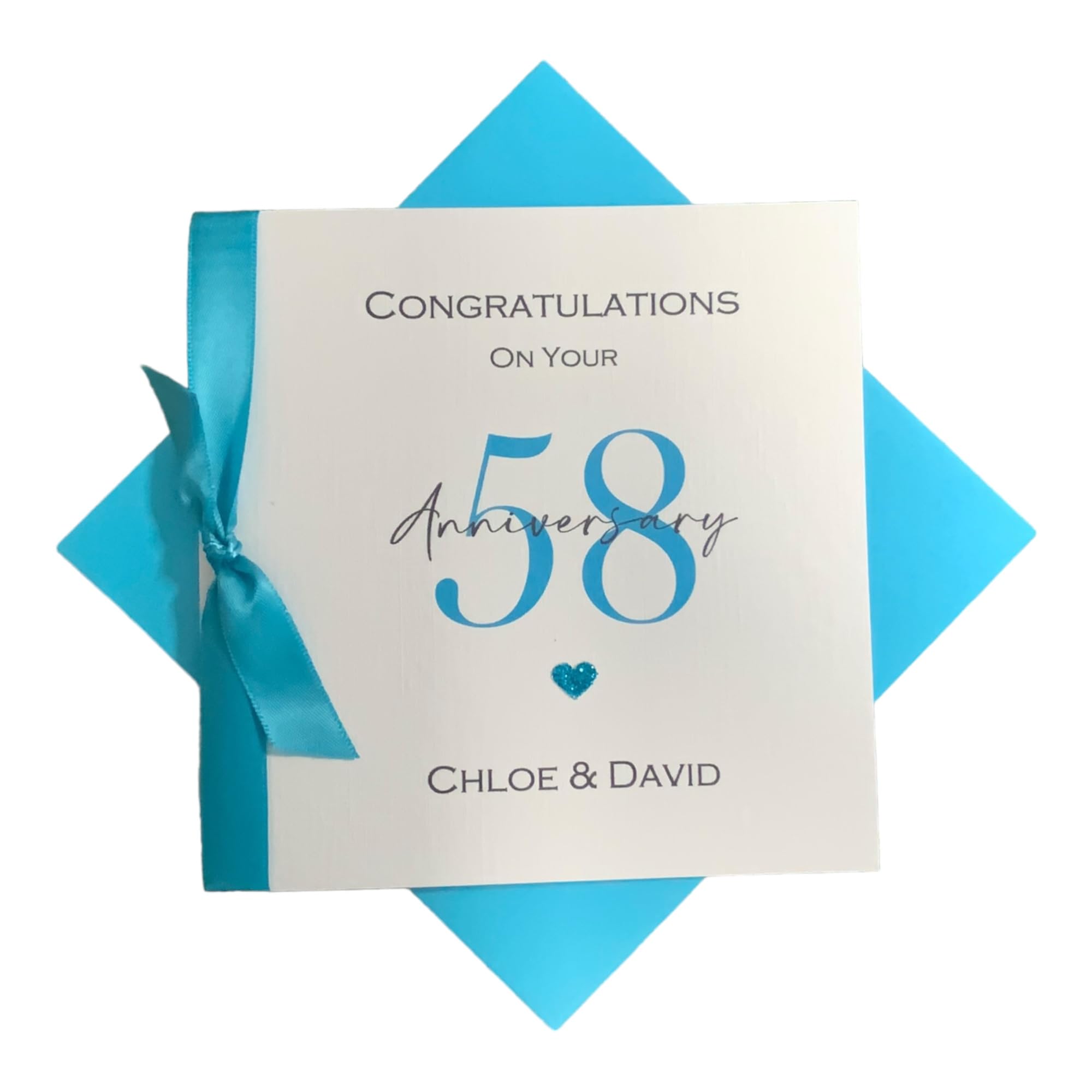 58th Wedding Anniversary Card Personalised 58 Years - RN 58 — image 1