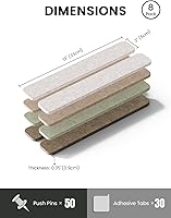 Vista 2 de Fluxynara Cork Board Alternative Felt Strip Board 8-Pack 13"x2", Office Pin Board with 50 Push Pins, Adhesive Install for Bedroom Door & Home
