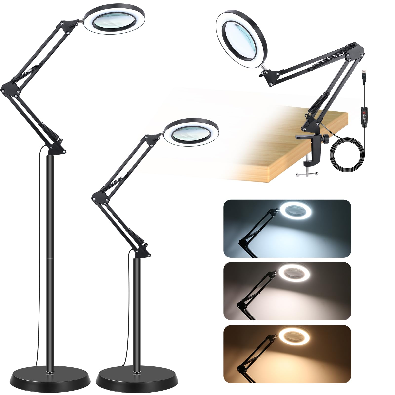 Lente D'Ingrandimento Con Luce LED 10X/20X E Supporto Regolabile - Per Lettura, Hobby, Lavori Di Precisione - Foto 13