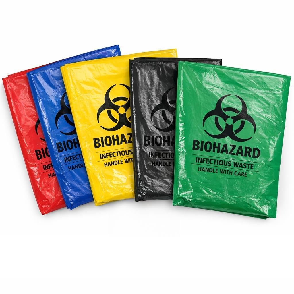 IVMS Bio Hazard Bags – 21 x 24 Inch | 75 Micron Biomedical Waste Disposal Bags as per Govt Norms | 5 Color Coded Medical Waste Bags. (Red, 15 Bags)-image-7