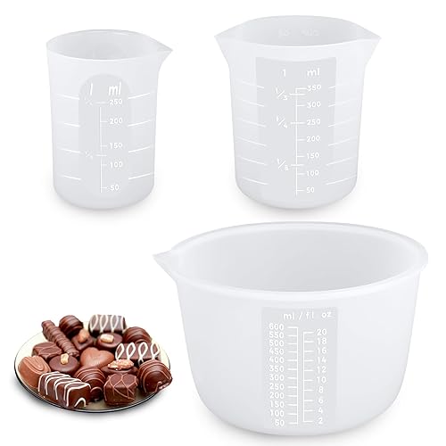 3 PACK Silicone Measuring Cups for Melting Chocolate - Silicone