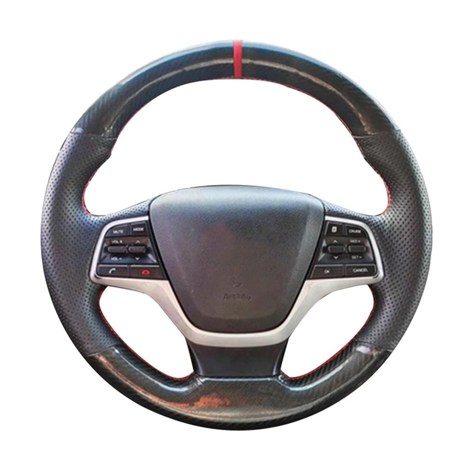 Lenkradschoner Für Hyundai Für Elantra 4 2016 2017 2018 Für Solaris 2017 Für Accent 2018 rutschfeste Schwarz Carbon Faser Wildleder Leder Auto Lenkrad Abdeckung Lenkrad Schutzhülle(Farbe:Gray Thread)