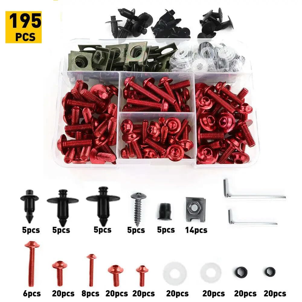 Viti Fissaggio Carena per X Max Xmax 300 125/200/250/400 XMAX300 2017 2018 195Pcs Viti Carena Moto con rondelle