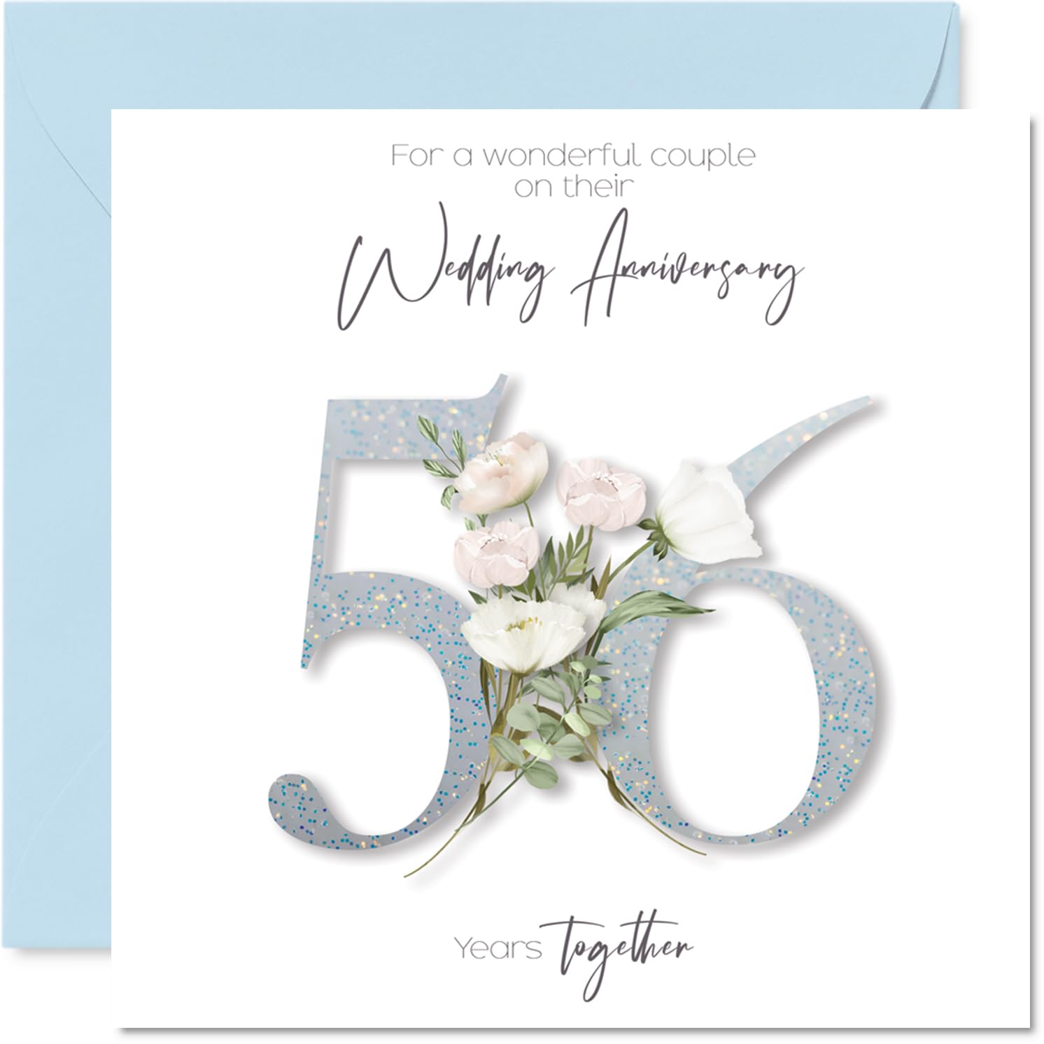 56th Anniversary Card for Women Men - Fancy Floral Flowers - Happy 56 Year Anniversary Card for Friends Nanny Family Mum, 145mm Wedding Anniversaries Greeting Cards