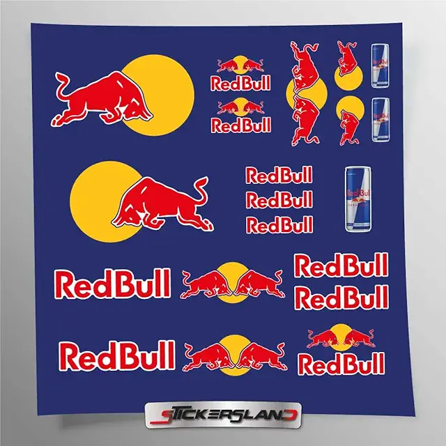 Kit Autocollants Red Bull pour Moto - Stickers Sponsor Casque et Cadre
