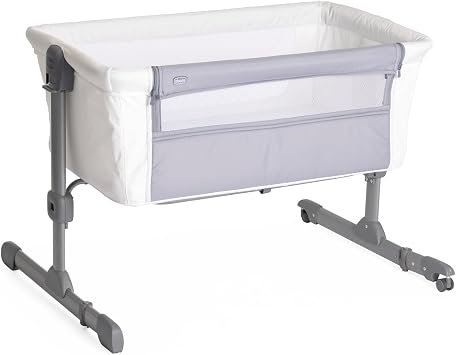 Chicco Next2Me Essential, Delivery Baby Cot with Mattress, Open Side, Height Adjustable, Mesh Windows, Wheels and Travel Bag - 0-6 months, 9 kg