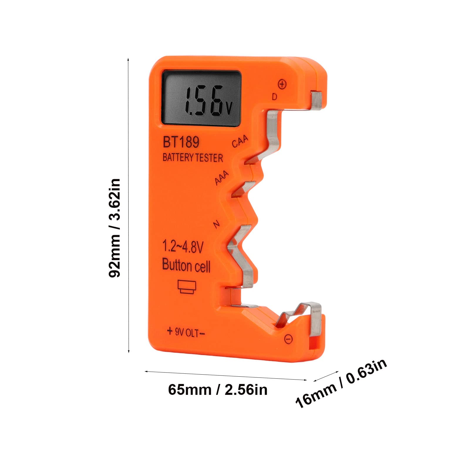 Tester Baterii, Wyświetlacz LCD Uniwersalny Kontroler Baterii do Baterii AA AAA 6F22 9V 1,5V, Tester Baterii do Baterii Domowych - Smal Electrical Equipment (Pomarańczowy)