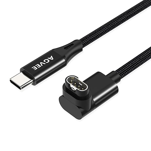 AGVEE Paquete de 2 cables de carga USB C trenzados en ángulo de 3.3 pies de 90 grados para Garmin Watch Fenix 5 6 7, Vivoactive, Instinct, Venu,