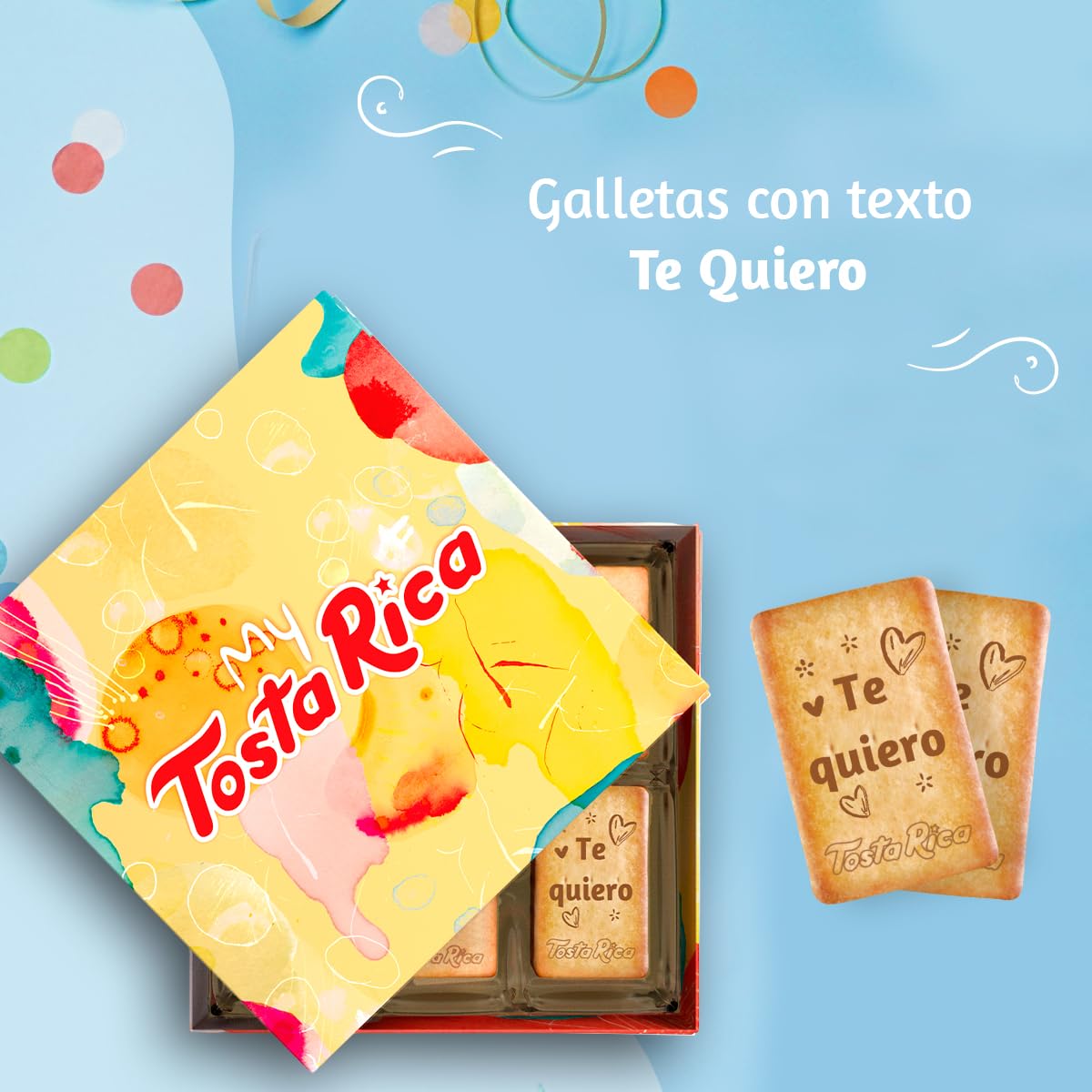 My TostaRica - Galletas con mensaje “Te quiero” - Contenido: 30 Galletas Impresas con Dedicatoria - Regalo con Mensaje Impreso
