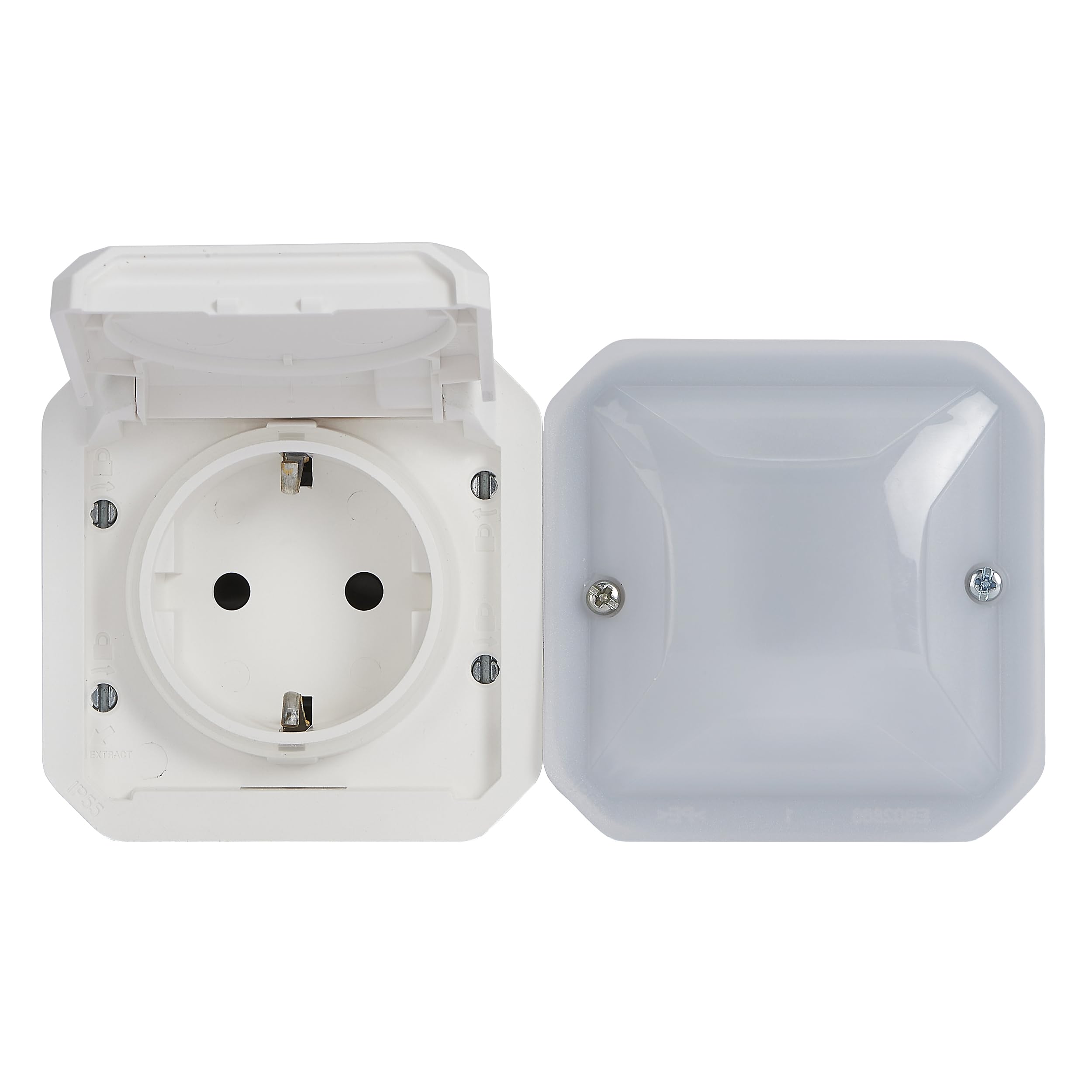 LEGRAND, Plexo New Connected-Feuchtraum-Steckdose, Smart-Home, Aufputz-Steckdose, Schuko-Standard, Home+Control-App, IP44 - IK07 staub- und schmutzbeständig, 16 A, 3680 W, Farbe: Weiß, 069887L