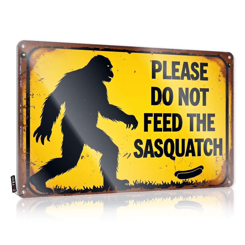 Fzfn Colour Cute Tin Wall Decor, Dorm Decorations Nice Please Do Not Feed The Sasquatch. | Farmhouse House Decor(30X40cm)