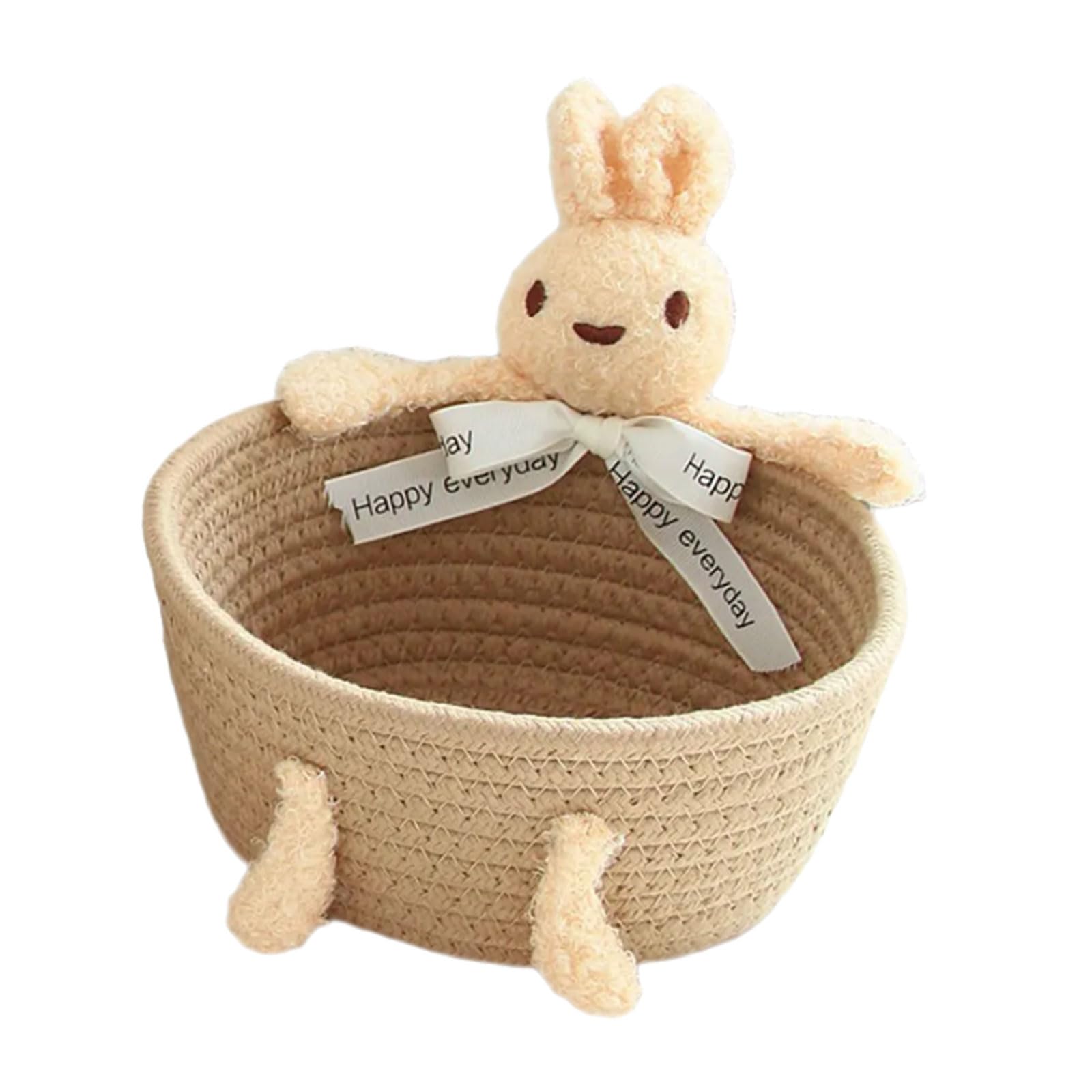 Jazuaiao Cotton Rope Storage Basket Adorable Cotton Rope Hand Knitted Storage Container for Various Household Goods Handwoven Basket