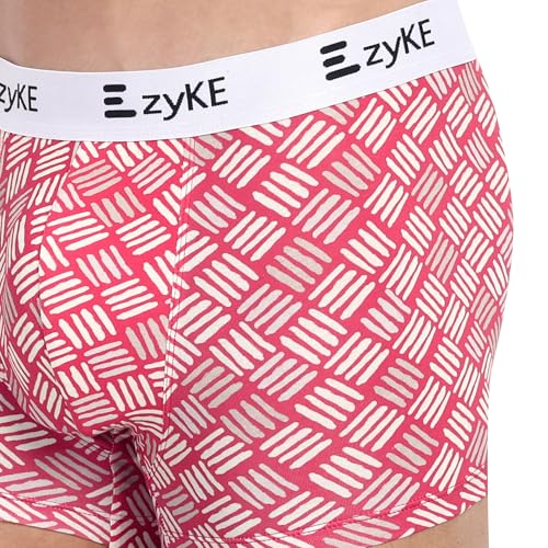 Image of Zyke Men's Printed Cotton Trunk Innerwear | 95% Cotton 5% Elastane Stretch Underwear | Ultra Soft Waistband Anti-Bacterial Moisture Wicking Trunks for Men Pack of 1