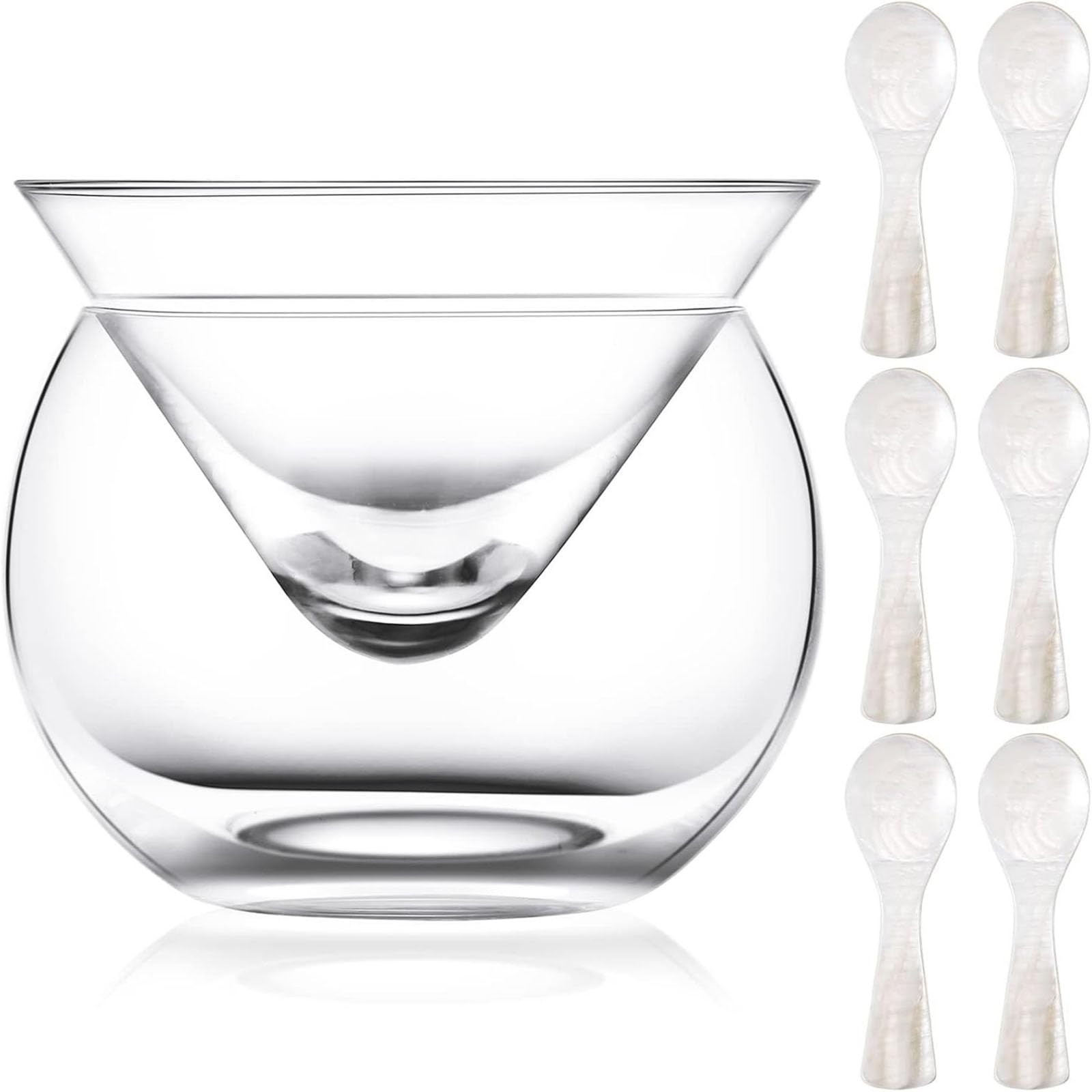 ZEPFJHE Glass Caviar Serving Tray Set High Borosilicate Glass Heat Cold Resistant for Optimal Caviar Preservation and Display Glass Caviar Dish