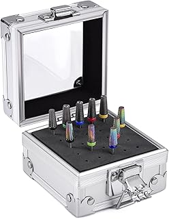 Noverlife Nail Drill Grinding Bit Holder Box, 25 Holes Professional Nail Polish Head Storage Box, Nail Tools Organizers Container, Display Storage Box Rack Manicure Tool for Salon Nail Grinding Head