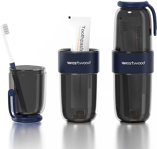 Estuche de plástico transparente para cepillo de dientes de viaje con tapa, vaso portátil para cepillo de dientes, contenedor de almacenamiento para