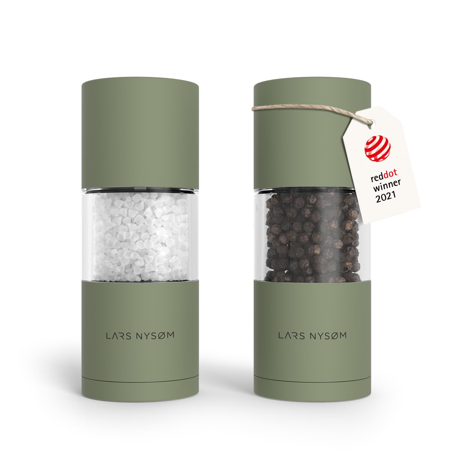 LARS NYSØM Salt and Pepper Grinder Set, Manual Salt and Pepper Mills with Adjustable Ceramic Grinder, Design Spice Shaker Set (Sage Green) — image 1