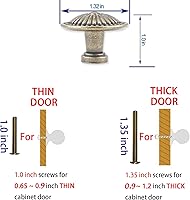 Vista 4 de trust4care 15-Pack Antique Brass Kitchen Cabinet Knobs Pulls, Zinc Weathered Brass Round Dresser Drawer Knobs with Sunburst Pattern, Vintage